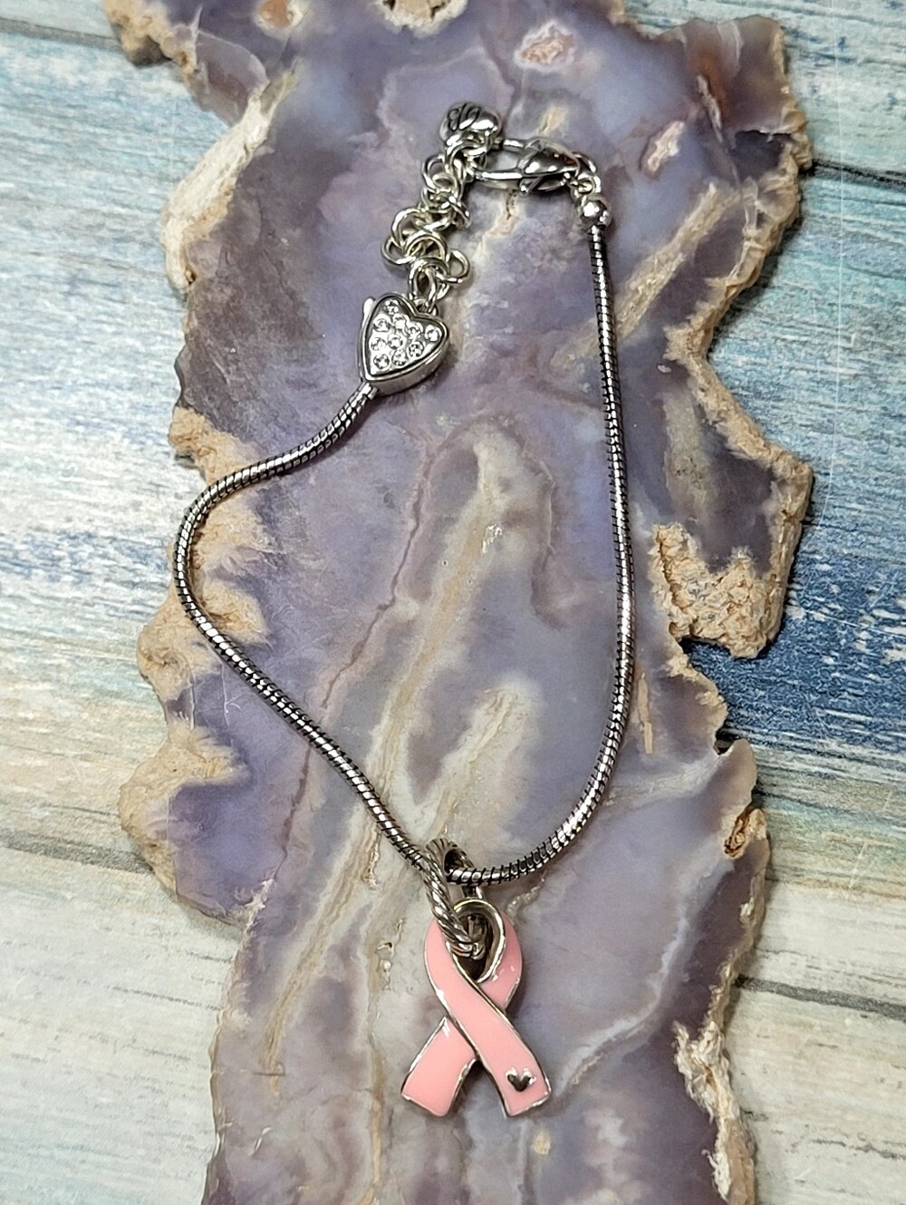 Brighton Bracelet with Breast Cancer Charm.